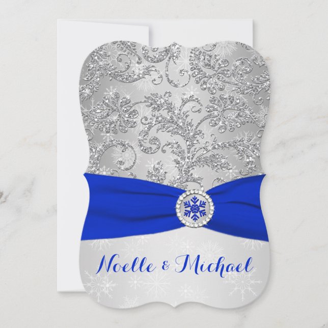 Invitation Winter Wonderland Mariage, Crystal Buckle, Blue 2 (Devant)