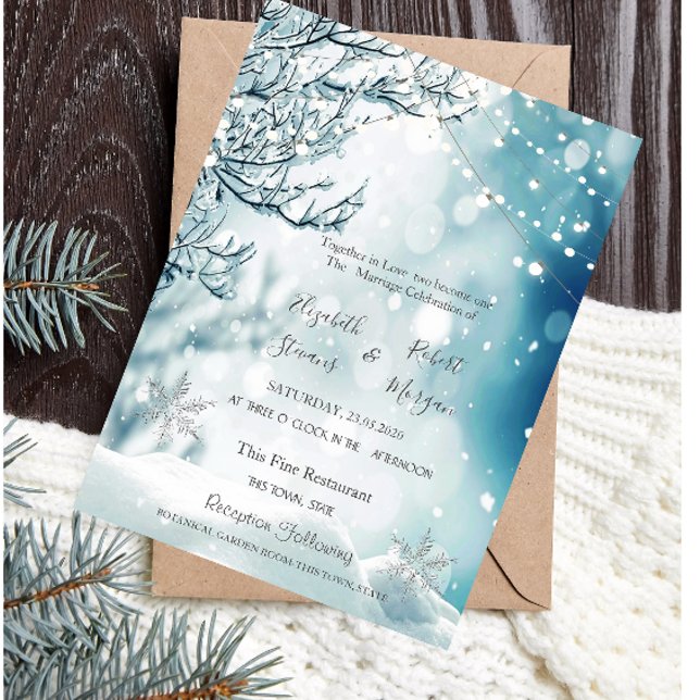 Invitation Winter Wonderland, Mariage String Lights (Créateur téléchargé)