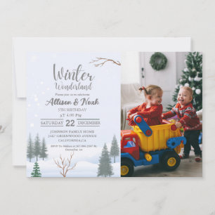 Invitation Winter Wonderland Noël Twin Anniversaire fête