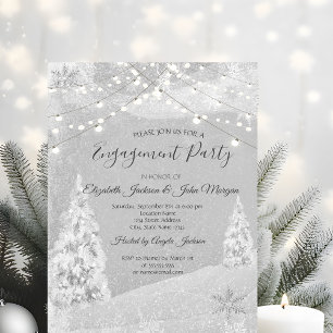 Invitation Winter Wonderland, Pine Tree Grey Fiançailles