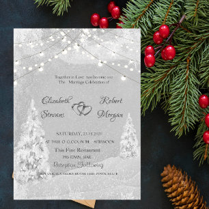 Invitation Winter Wonderland, Pine Tree Grey Mariage