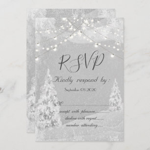 Invitation Winter Wonderland, Pine Tree Grey RSVP