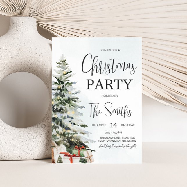 Invitation Winter Wonderland Pines Noël Party (Winter Wonderland Pine Tree Christmas Party Invitation )