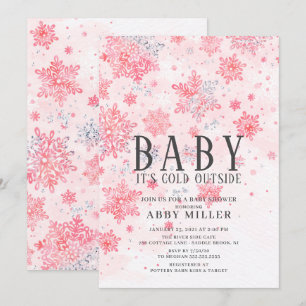 Invitation Winter Wonderland Pink Baby Il fait froid dehors