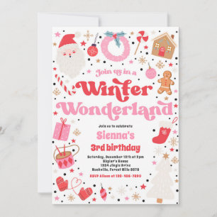 Invitation Winter Wonderland Pink Noël fête d'anniversaire