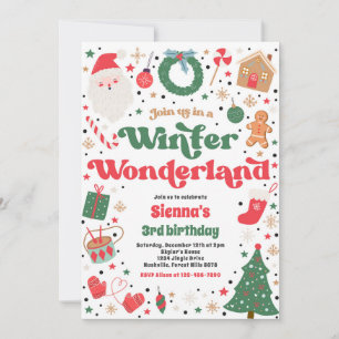 Invitation Winter Wonderland Pink Noël fête d'anniversaire