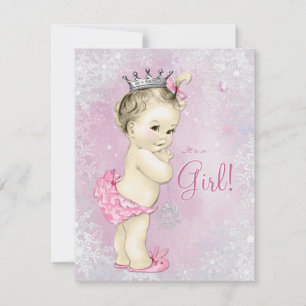 Invitation Winter Wonderland Pink Snowflake Baby shower