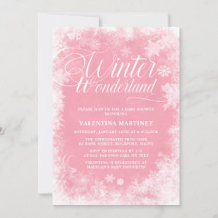 Invitation Winter Wonderland Pink Snowflakes Baby shower