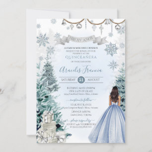Invitation Winter Wonderland Quinceanera Bleu clair Argent