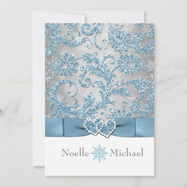 Invitation Winter Wonderland Rejoint Coeurs Mariage Invitatio (Devant)