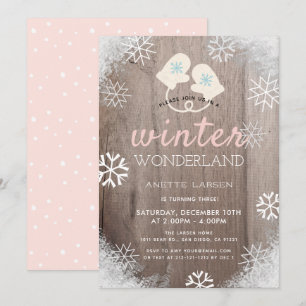 Invitation Winter Wonderland Rustic Girl Anniversaire Invitat