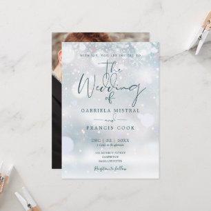 Invitation Winter Wonderland Script Mariage photo de neige