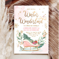Winter Wonderland Sleigh Pink Gold Rustique Mariag
