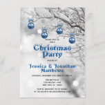 Invitation Winter Wonderland Snow Christmas Party Blue White<br><div class="desc">Impressionnez vos invités avec ces cartes d'invitation élégantes et festives à la fête de Noël.  Branche des merveilles hivernales avec neige et ornements bleus suspendus.  Les lettres dans la neige sont plafonnées.  Personnalisez-les avec vos informations.  Parfait pour les fêtes de bureau,  les fêtes de maison,  les événements d'entreprise... .</div>