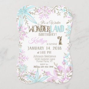 Invitation Winter Wonderland Snowflake Anniversaire