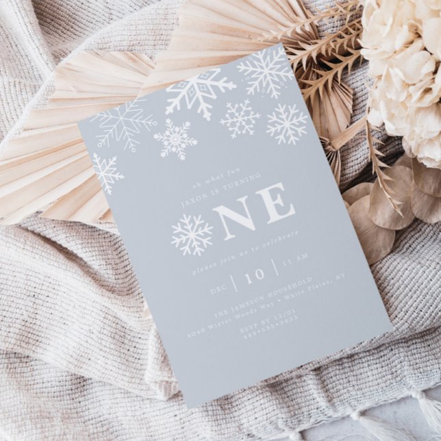 Invitation Winter Wonderland Snowflake Boys Blue Birthday (Créateur téléchargé)