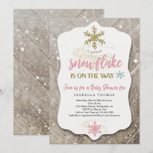 Invitation Winter Wonderland Snowflake Thème Girl Baby shower