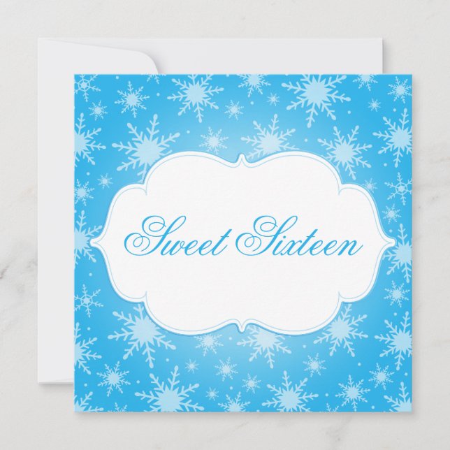Invitation Winter Wonderland Snowflakes Sweet 16 Anniversaire (Devant)