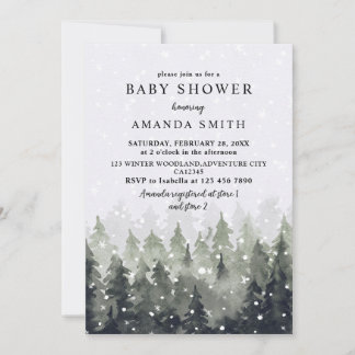 Invitation Winter Wonderland Snowy Forest Baby Shower