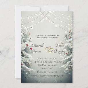 Invitation Winter Wonderland, String Lights Balls Mariage