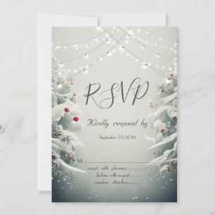 Invitation Winter Wonderland, String Lights Snow RSVP