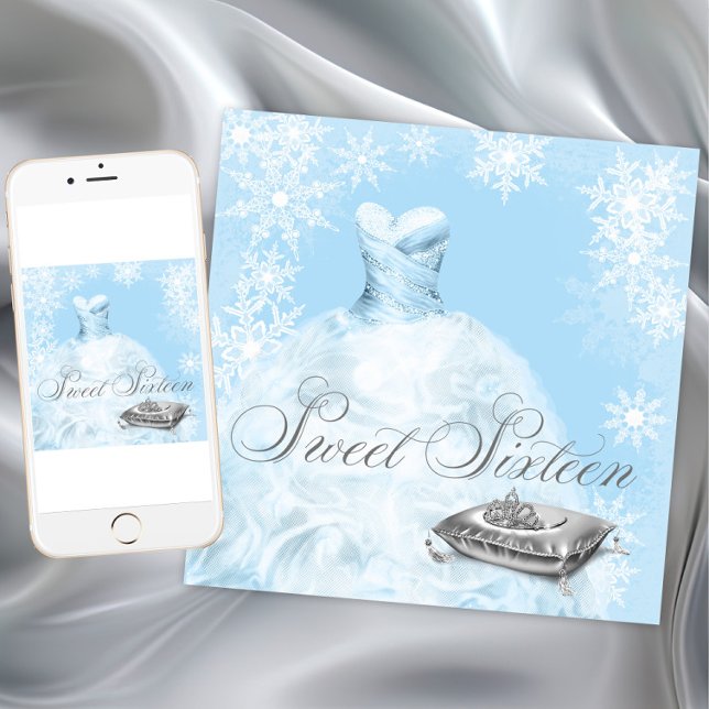 Invitation Winter Wonderland Sweet sixteen Toute occasion (Winter wonderland invitation. Remove Sweet Sixteen words and add your own text for any event. )
