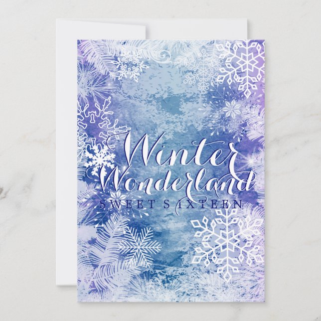 Invitation Winter Wonderland Thème Sweet sixteen Anniversaire (Devant)