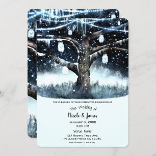 Invitation Winter Wonderland Tree Lights & Mason Jars Mariage