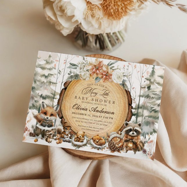 Invitation Winter Wonderland Watercolor Animaux Baby shower (Créateur téléchargé)