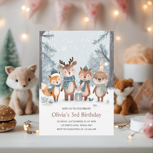 Invitation Winter Woodland Animals Birthday (Créateur téléchargé)