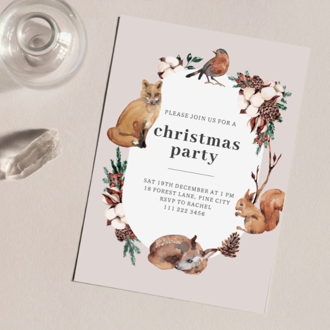 Invitation Winter Woodland Animals Christmas Party (Créateur téléchargé)