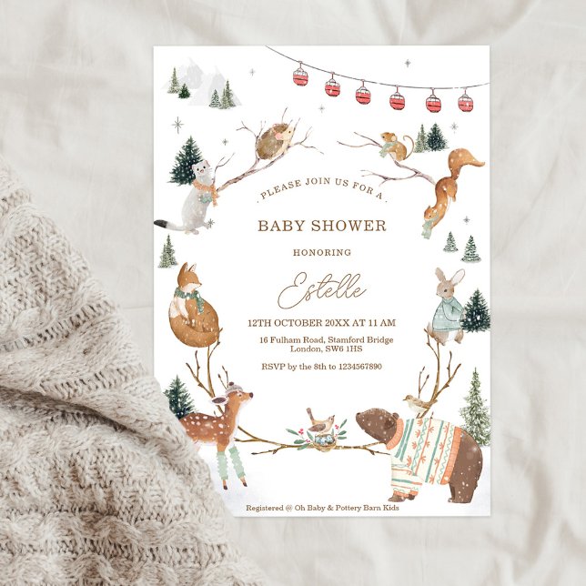 Invitation Winter Woodland Animals Forest Baby Shower (Créateur téléchargé)