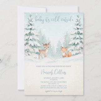 Invitation Winter Woodland Forest Animal Baby Shower