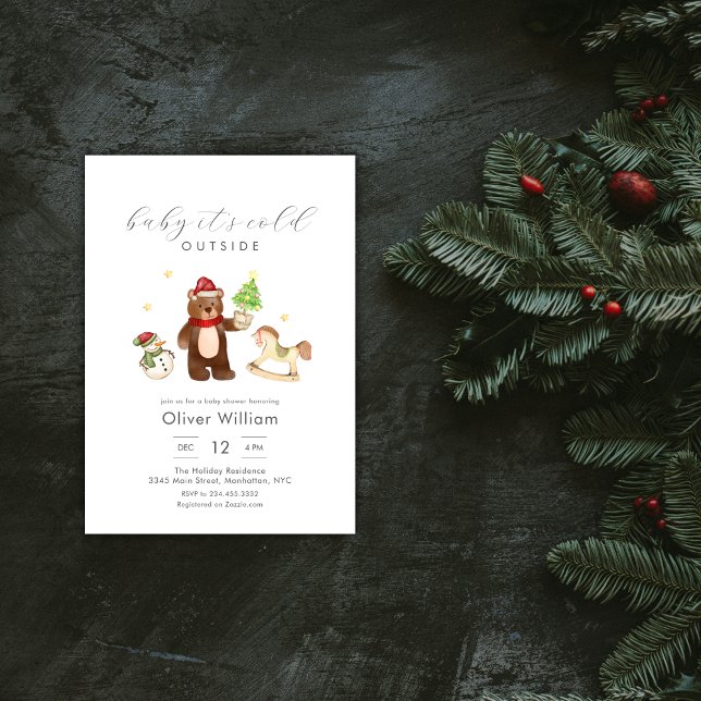 Invitation Winter Woodland Teddy Bear Snowman Baby Shower (Winter Woodland Teddy Bear Snowman Baby Shower Invitation)