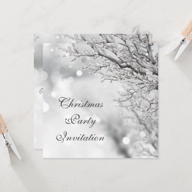 Invitation Wintery Scene & Bokeh Christmas Party (Devant/Arrière en situation)