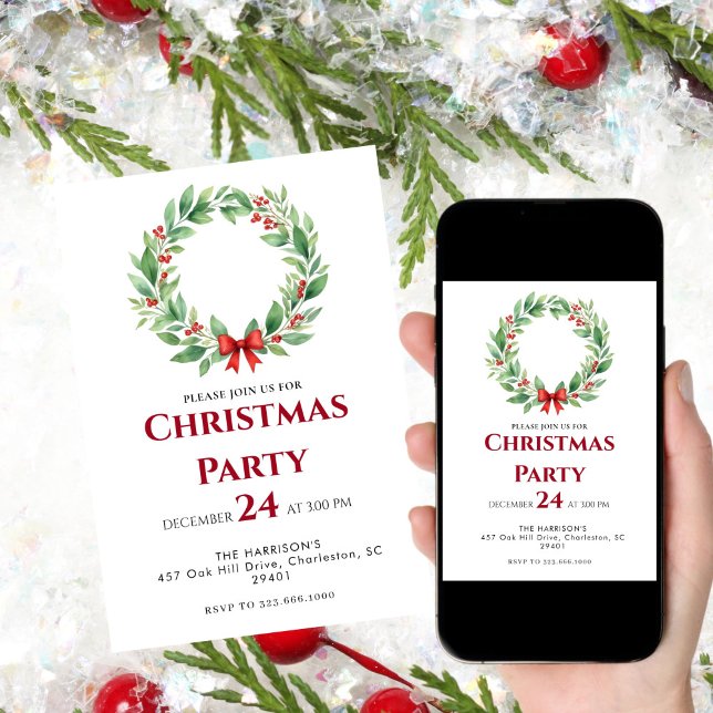 Invitation Wire Ribbon Dîner de Noël (Créateur téléchargé)