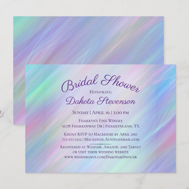 Invitation Wisps Whimsical | Holo Fairy Ombre douche arc-en-c (Devant / Derrière)