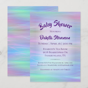 Invitation Wisps Whimsical   Holo Fairy Pastel Rainbow Douche