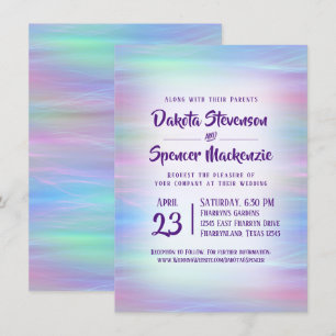 Invitation Wisps Whimsical   Holo Fairy Pastel Rainbow Ombre