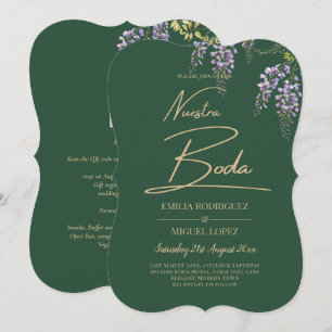 Invitation WISTERIA Gold Texte Vert BODA Invi