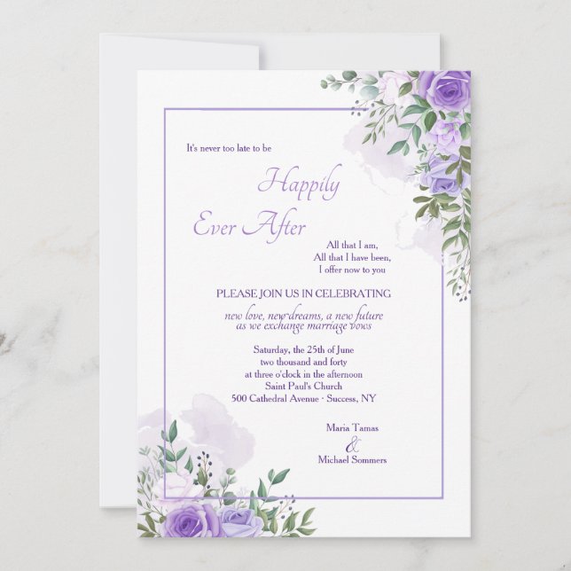 Invitation Wisteria jamais trop tard Mariage (Devant)