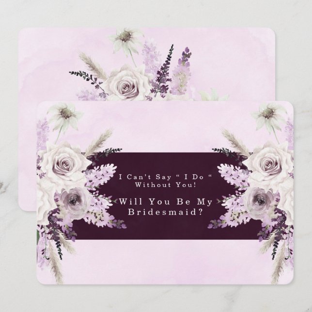 Invitation Wisteria Lilac Roses Serez-Vous Ma Femme D'Accueil (Devant / Derrière)