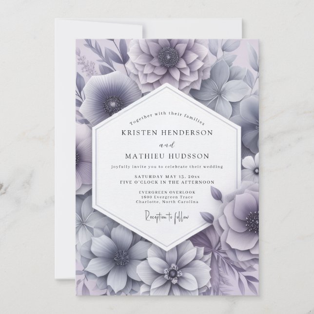 Invitation Wisteria Misty Bloom Wedding (Devant)