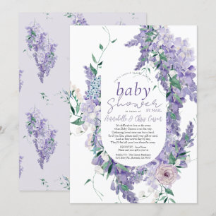 Invitation Wisteria Purple Baby shower d'aquarelle par courri
