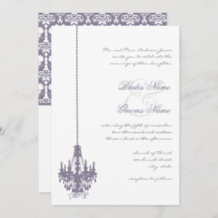 Invitation Wisteria Purple Vintage Lustre Mariage damassé