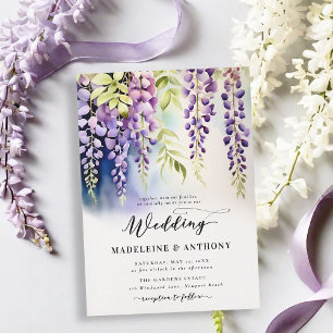 Invitation Wisteria Romantic Garden Party Purple Boho Mariage