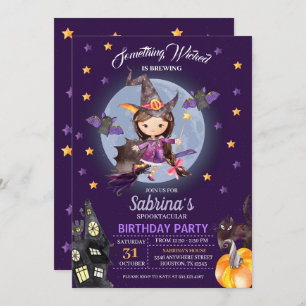 Invitation Witch Halloween Anniversaire de enfant Party Invit