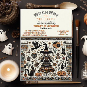 Invitation Witch Way Nordic Bohemian Halloween Costume Party