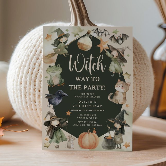 Invitation Witch Way to the Party's Kids Halloween Anniversai (Créateur téléchargé)