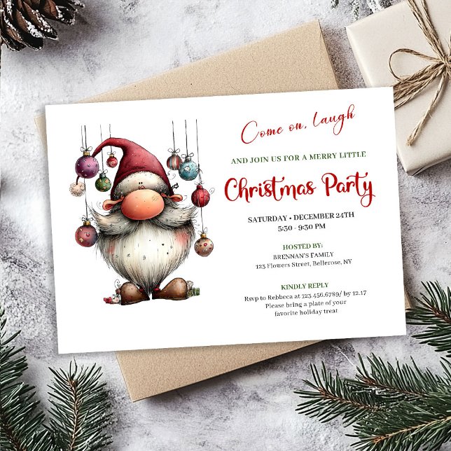 Invitation Witty Funny Santa Classic Christmas Party Invite (Witty Funny Santa Classic Christmas Party Invitation)